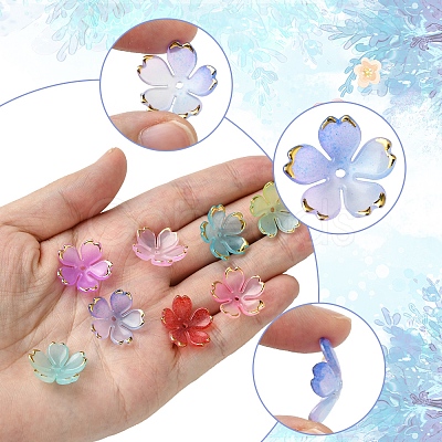 120Pcs 8 Colors Acrylic Bead Caps OACR-FS0001-83-1