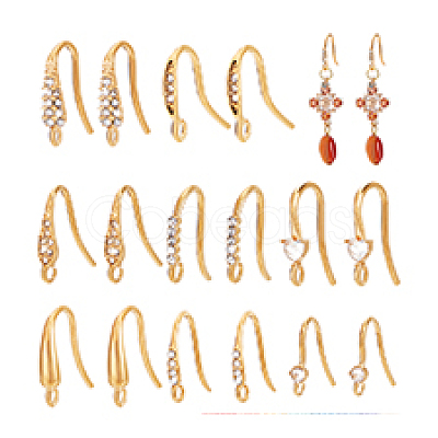 16Pcs 8 Styles 304 Stainless Steel Earring Hooks STAS-PH0006-43G-1