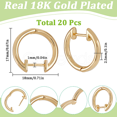 20Pcs Brass Huggie Hoop Earrings for Women EJEW-SC0001-62B-1