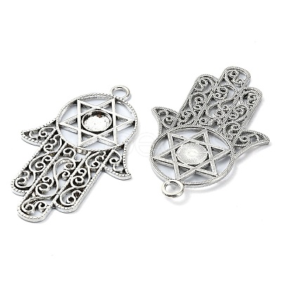 Tibetan Style Alloy Pendant Cabochon Settings TIBE-H142-10AS-1