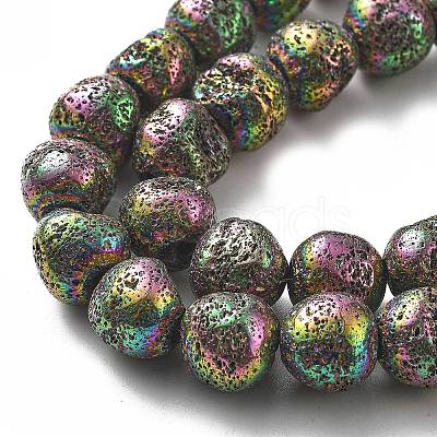 Electroplated Natural Lava Rock Beads Strands G-A251-D01-01H-1