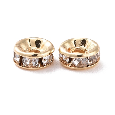 Brass Crystal Rhinestone Spacer Beads KK-G418-14G-A-1