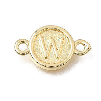 Brass Disc with Initial Links Connector Charms KK-E802-36G-W-1