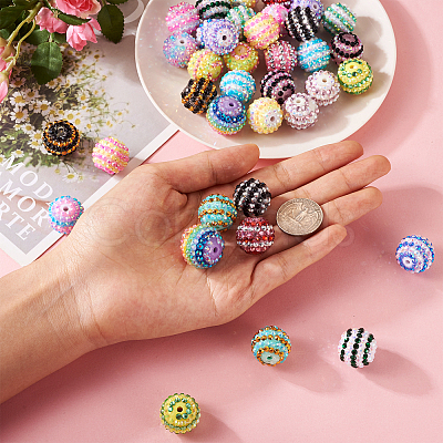 38Pcs 19 Colors Resin Rhinestone Beads Sets RESI-TA0001-81-1