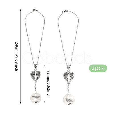 2Pcs Flat Round & Wing Alloy Pendant Decorations HJEW-CA00073-1