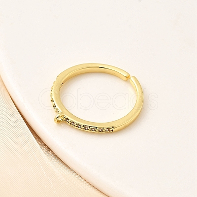 Brass Micro Pave Cubic Zirconia Cuff Rings Settings RJEW-F188-03G-1