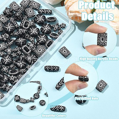 120Pcs 8 Styles Opaque Acrylic Beads MACR-YW0004-69-1