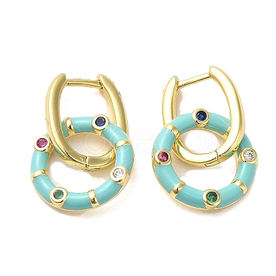 Golden Brass Ring Dangle Hoop Earrings EJEW-L268-019G-04-1
