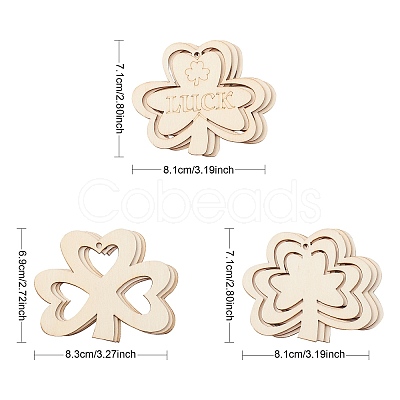 3 Sets 3 Styles Saint Patrick's Day Theme Wood Big Pendant Decorations HJEW-CJ0001-05-1