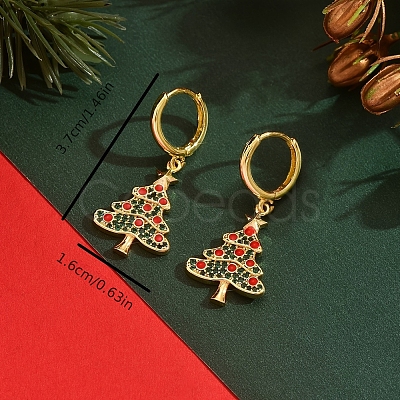 Brass Christmas Tree Hoop Earrings PF9956-1