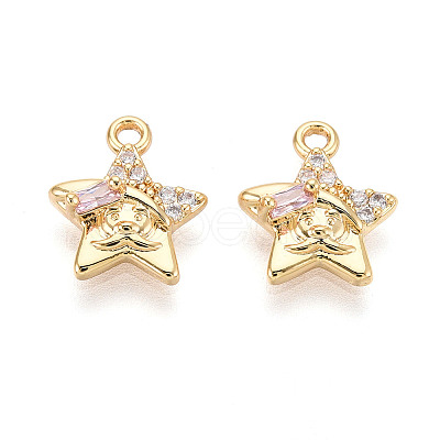 Brass Micro Pave Cubic Zirconia Charms KK-N263-143C-G-1