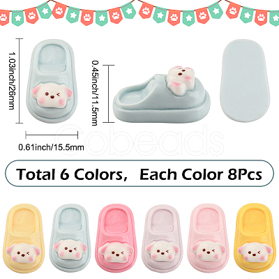 48Pcs 6 Colors Opaque Resin Cabochons FIND-SC0020-82-1
