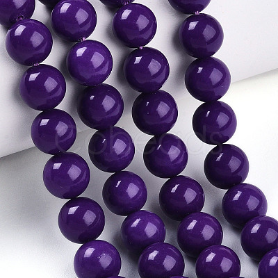 Natural Lepidolite/Purple Mica Stone Beads Strands G-T140-10mm-06-1