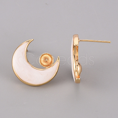 Brass Enamel Stud Earrings Findings KK-T062-115G-B-NF-1