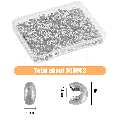 300Pcs 304 Stainless Steel Crimp Beads Covers STAS-HY0001-10-1