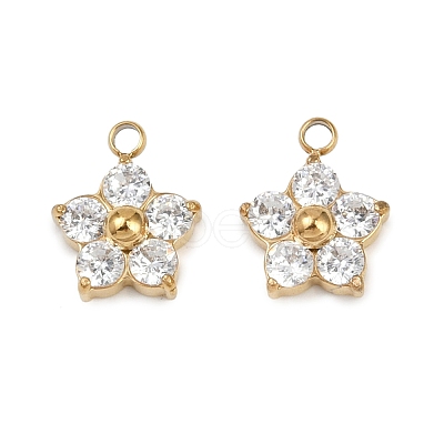 304 Stainless Steel Micro Pave Cubic Zirconia Charms STAS-B088-01G-02-1