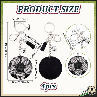 Sports Theme Resin Rhinestone Football Keychains KEYC-WH0003-34P-1