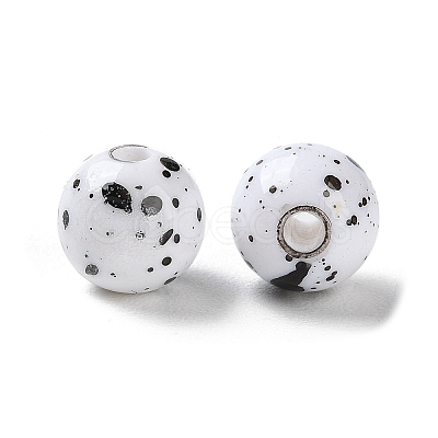 Printed Opaque Acrylic Round Beads ACRP-P001-01B-01-1