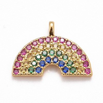 Rack Plating Brass Micro Pave Colorful Cubic Zirconia Pendants KK-M229-20G-1