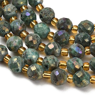 Electroplated Natural Druzy Geode Crystal Beads Strands G-F833-P01-8mm-03-1