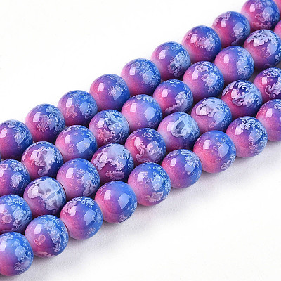 Baking Paint Glass Beads Strands X-DGLA-N008-8mm-02-1