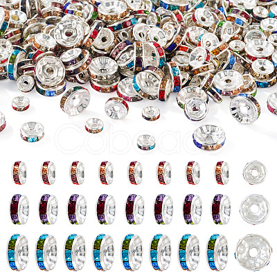 300Pcs 3 Styles Rondelle Brass Rhinestone Spacer Beads RB-TA0001-33P-1