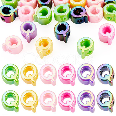20Pcs UV Plating Opaque Acrylic European Beads OACR-TADJ0001-16Q-1