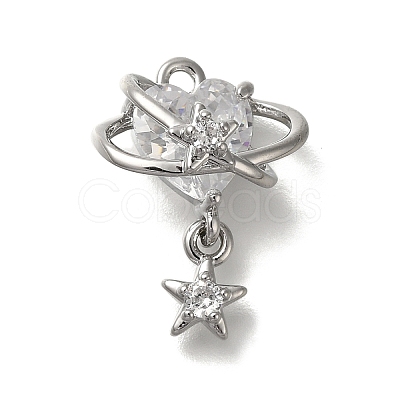 Rack Plating Brass Micro Pave Cubic Zirconia Pendants KK-M014-14P-1