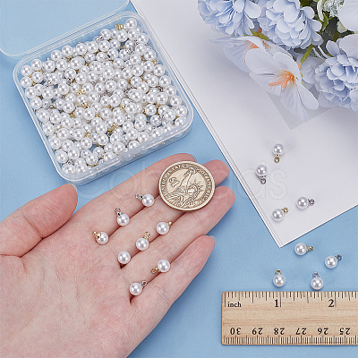 200Pcs 2 Colors ABS Imitation Pearl Plastic Pendants FIND-AR0006-16-1