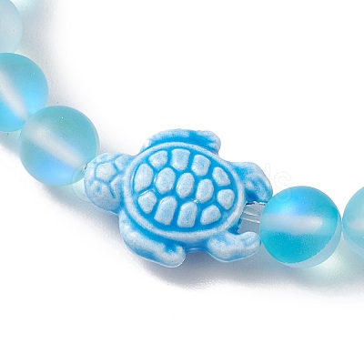 8mm Round Dyed Synthetic Moonstone Beaded Stretch Bracelets BJEW-JB10308-05-1