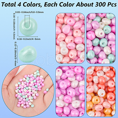 1200Pcs 4 Colors 6/0 Glass Seed Beads SEED-SC0001-55-1