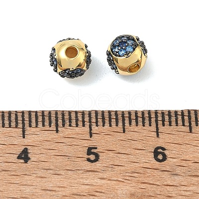 Brass Micro Pave Marine Blue Cubic Zirconia Beads CU-CBA42CA-02G-1