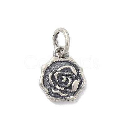 925 Sterling Silver Flower Charms with Jump Rings and 925 Stamp STER-M021-02AS-02-1