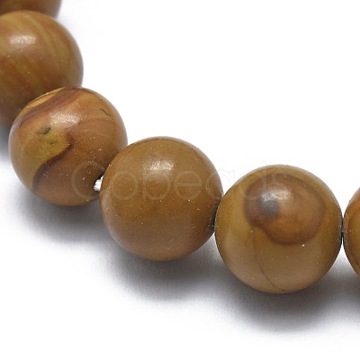 Natural Wood Lace Stone Bead Stretch Bracelets X-BJEW-K212-B-041-1