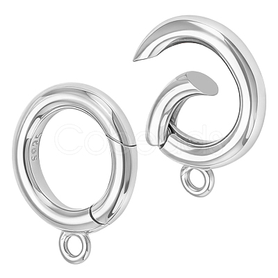 2Pcs Sterling Silver Spring Gate Rings STER-NB0001-41-1