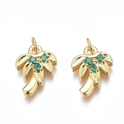 Brass Micro Pave Green Cubic Zirconia Charms X-ZIRC-O035-14G-1