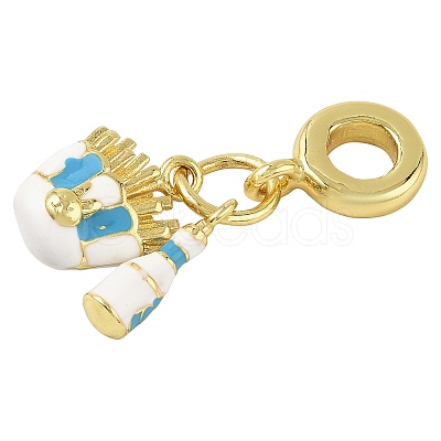 2Pcs 2 Colors Brass Enamel European Dangle Charms KK-FS0001-81-1