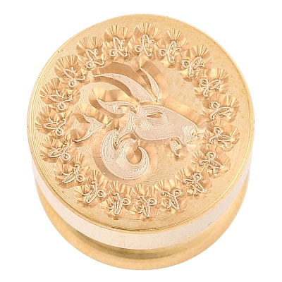 Golden Tone Round Wax Seal Brass Stamp Heads AJEW-S087-02G-05-1