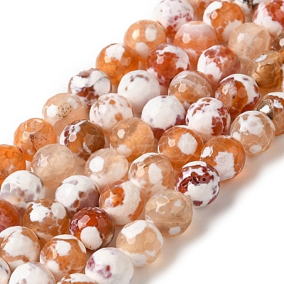Dyed & Heated Natural Fire Crackle Agate Beads Strands G-P539-B01-12-1