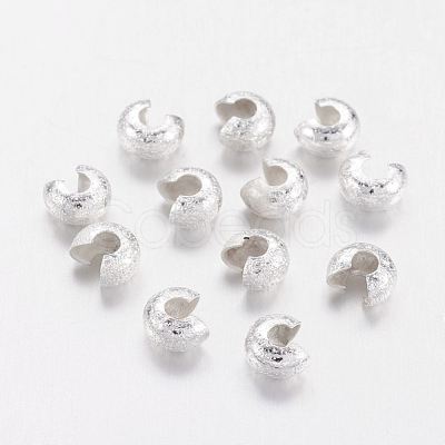 Brass Crimp Beads Covers X-KK-G016-S-NF-1