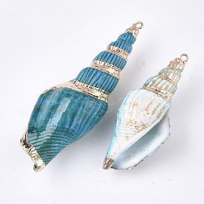 Spray Painted & Electroplate Spiral Shell Big Pendants X-SSHEL-T010-05B-1