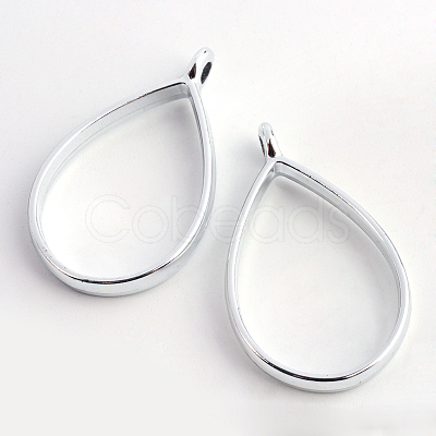 Rack Plating Alloy Teardrop Open Back Bezel Pendants LS-PALLOY-S047-29D-FF-1