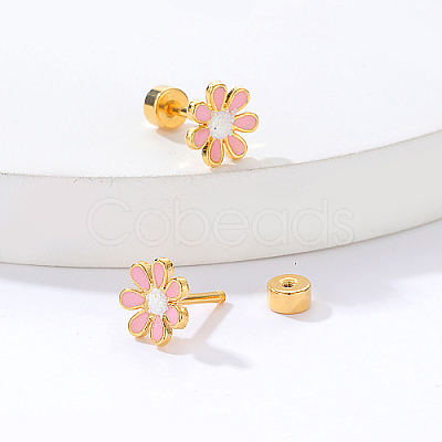 Real 18K Gold Plated 201 Stainless Steel Stud Earrings for Women TL9676-3-1