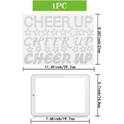 Inspiring Word Cheer Up Glass Hotfix Rhinestone DIY-WH0303-035-1