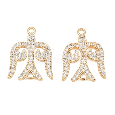 Brass Micro Pave Clear Cubic Zirconia Connector Charms CU-CBA7BFE-03B-G-1