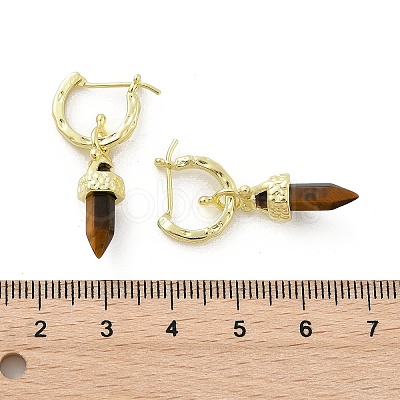 Natural Tiger Eye Hoop Earrings EJEW-P306-01G-09-1