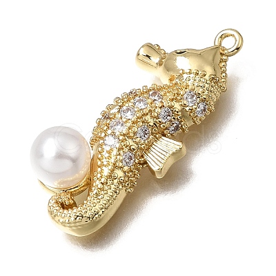 Brass Micro Pave Clear Cubic Zirconia Pendants KK-K427-47G-1