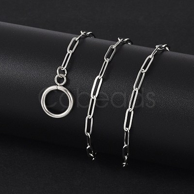 Non-Tarnish Unisex 304 Stainless Steel Paperclip Chain Necklaces NJEW-H215-04P-1
