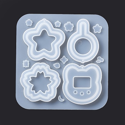 DIY Sakura & Cat's Head & Star & Lollipop Shaped Pendant Food-grade Silicone Molds LS-SIMO-D001-06-1