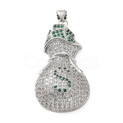 Brass Micro Pave Clear and Green Cubic Zirconia Pendants KK-H279-02P-1